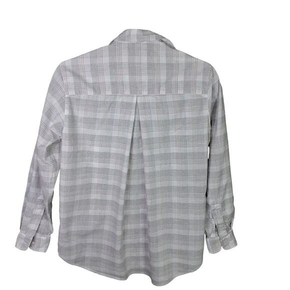 Grayson The Hero Shirt Women XS Gray Linen Plaid‎ Button Down Breathable Gauze - Picture 2 of 11